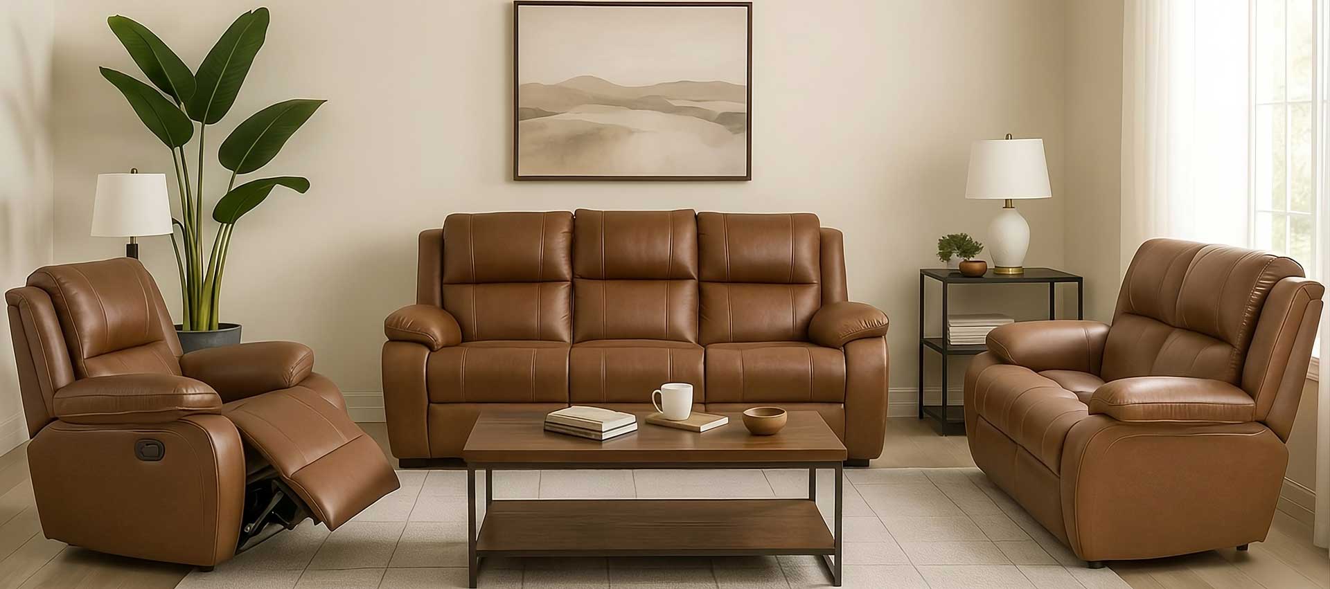 Light brown couch in a living room